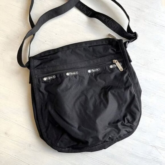 LeSportSac Black White Handbag Zipper Crossbody Bag Lightweight Nylon NEW - Picture 3 of 7